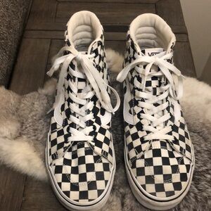 Vans Classic SK8-HI Shoes Women's 9.5 Off The Wall Checkered HighTop Black/White